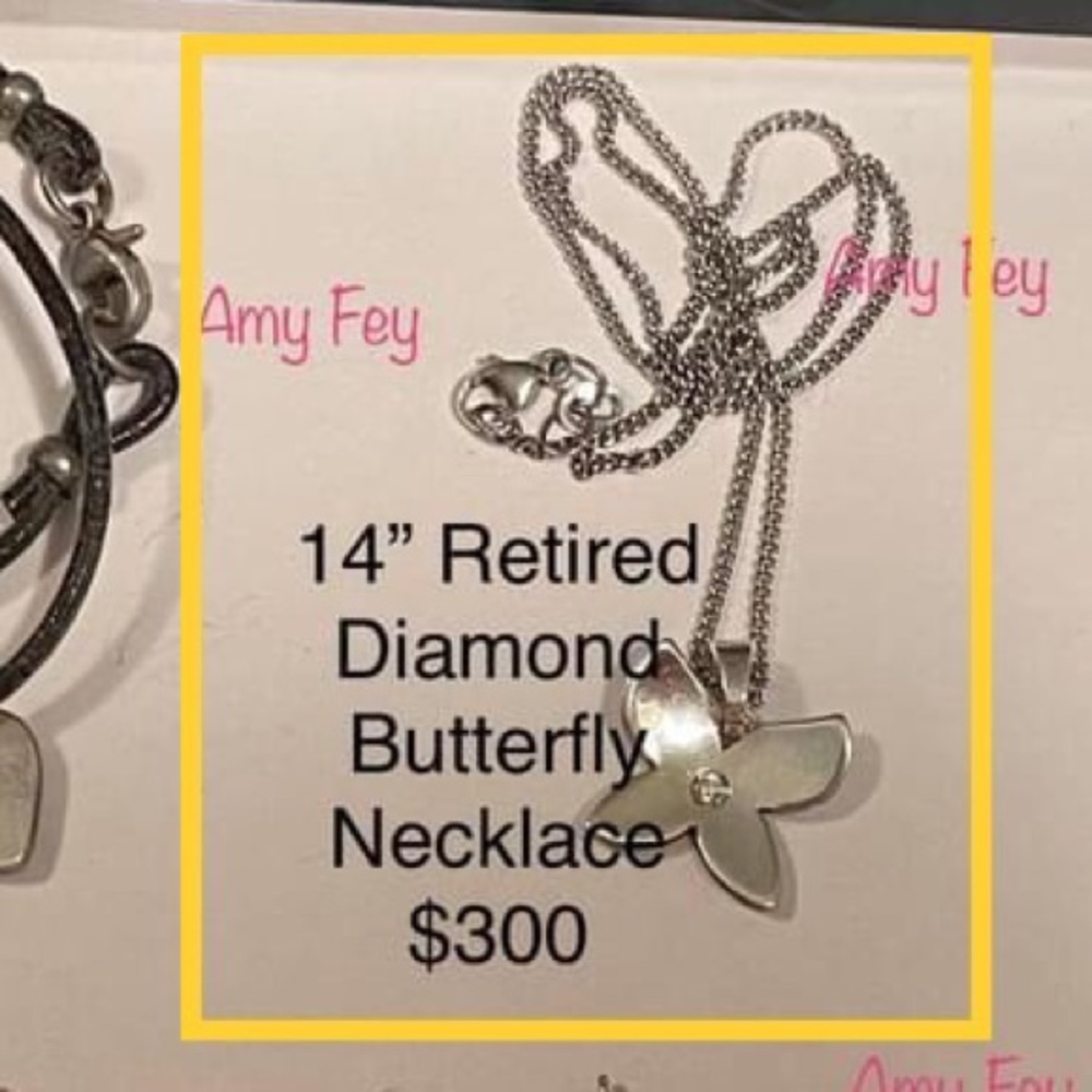 Retired James Avery Diamond Butterly Necklace